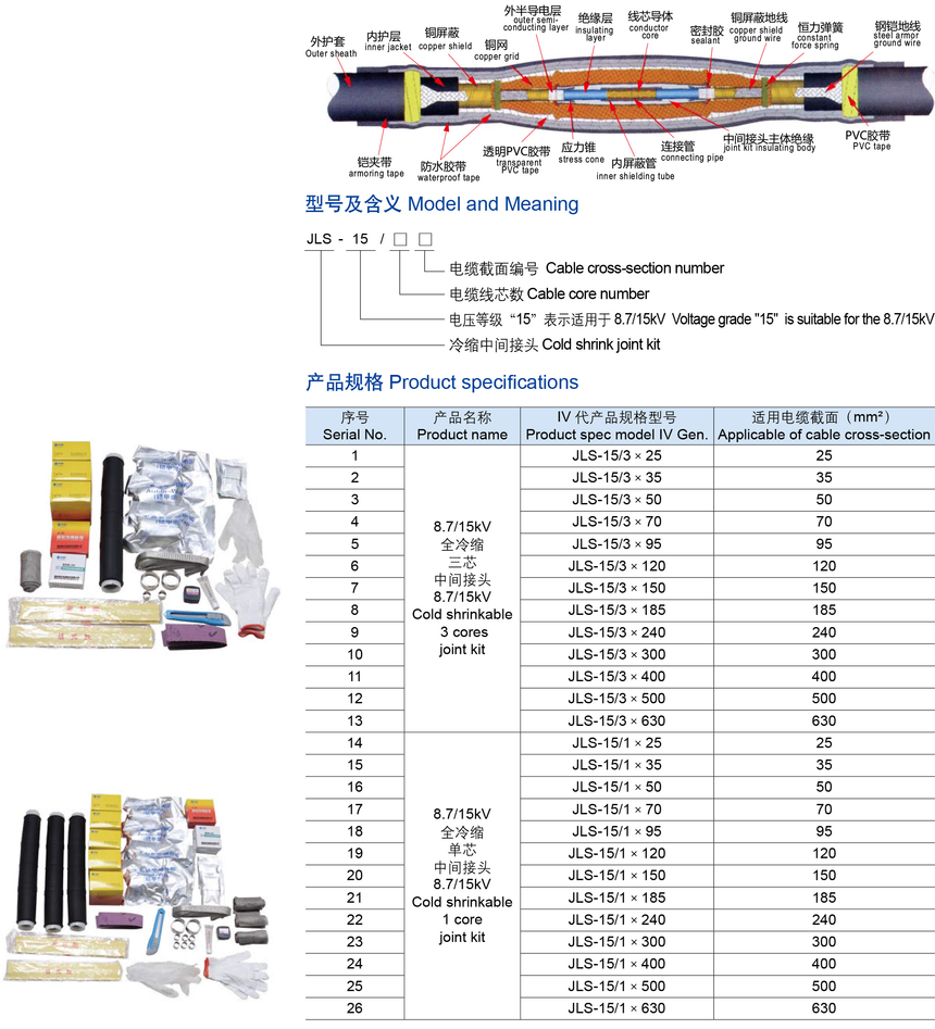 15KV冷缩电缆中间接头