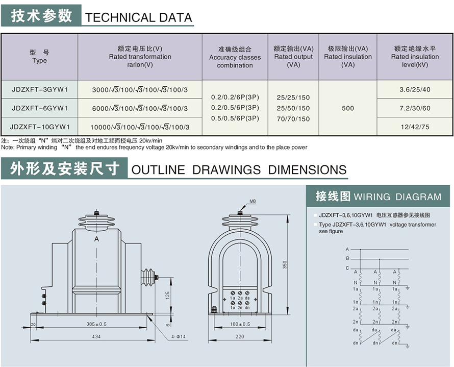 JDZXFT-10GYW1型电压互感器